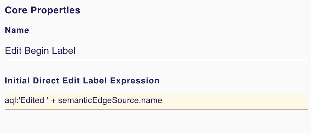 View edit begin label initial expression